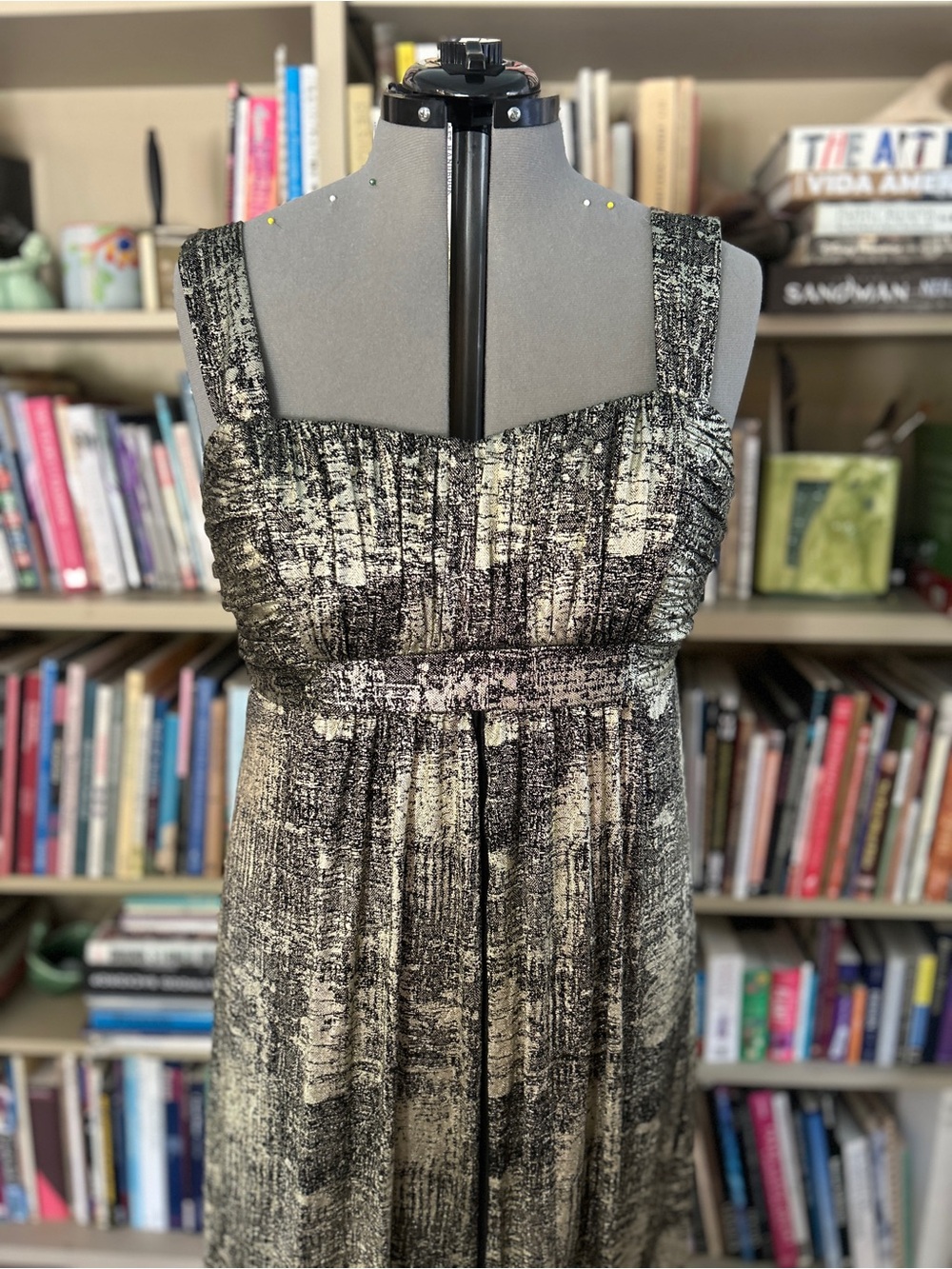 NWT Connected Apparel Black Gold Metallic Empire Waist Maxi Dress | Size 18 - Picture 2 of 6